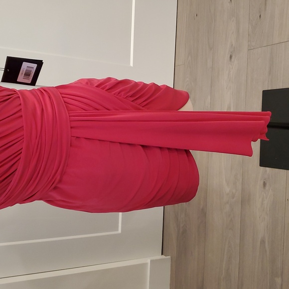 Ileena for MacDuggal ruched Strapless dark Pink mini Dress Size 0 new with tags - Picture 4 of 9